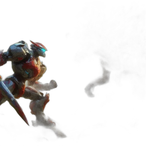 dragon, robot, weapon, sword, concept art, fantasy art, 3d render, pixel art transparent PNG cut-out