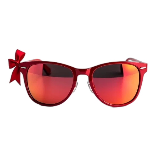 3d render, red, pair, sunglasses, shiny, finish, ribbon, left transparent PNG cut-out