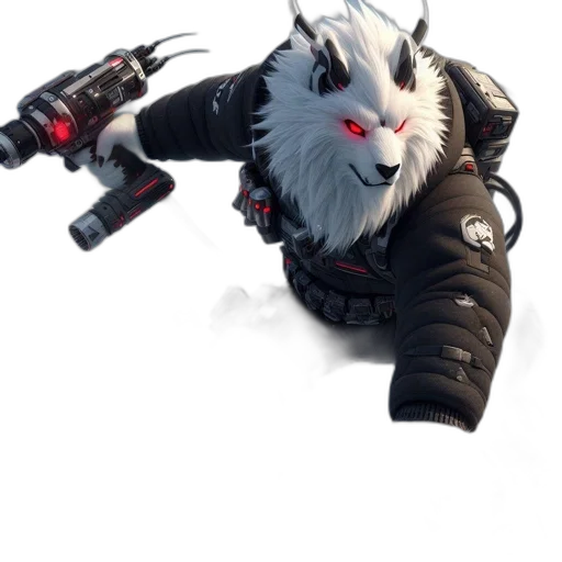 weapon, staff, animal, creature, concept art, 3d render, cyberpunk, fantasy art transparent PNG cut-out