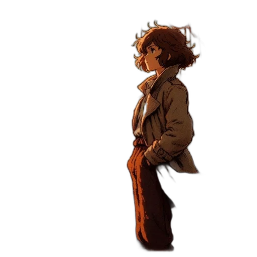 jacket, staff, creature, robot, concept art, pixel art, watercolor, fantasy art transparent PNG cut-out