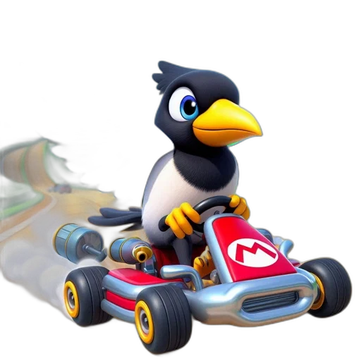 car, animal, 3d render, concept art, 3d-animated, bird, character, go-kart transparent PNG cut-out