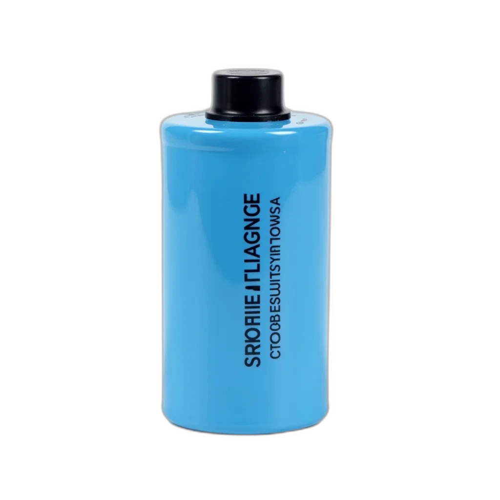 bottle, 3d render, photorealistic, blue, cylindrical, battery, black, cap transparent PNG cut-out