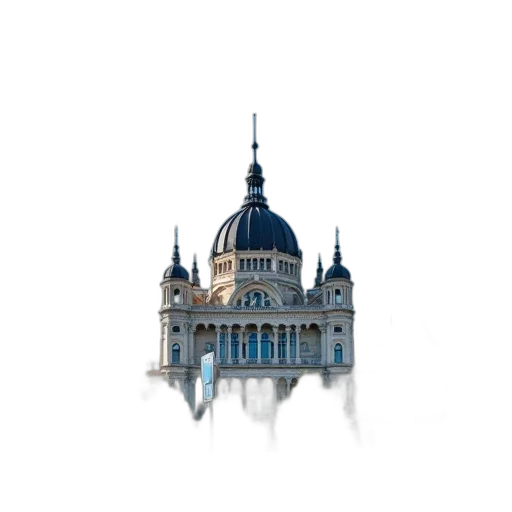 building, crown, staff, umbrella, 3d render, concept art, pixel art, photorealistic transparent PNG cut-out