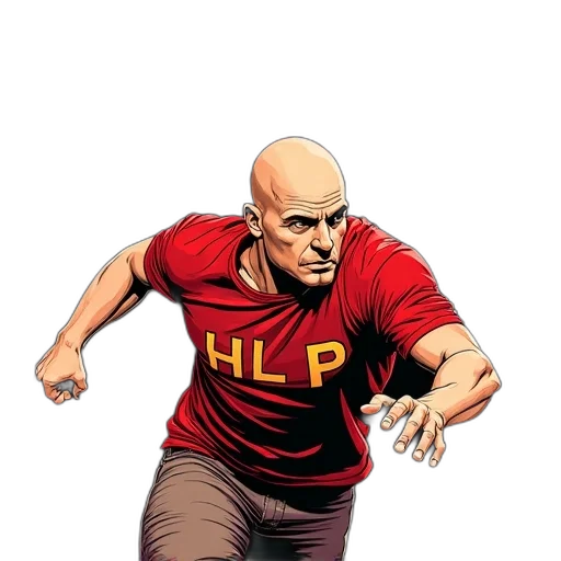 comic book art, concept art, second, image, stylized, illustration, man, bald transparent PNG cut-out