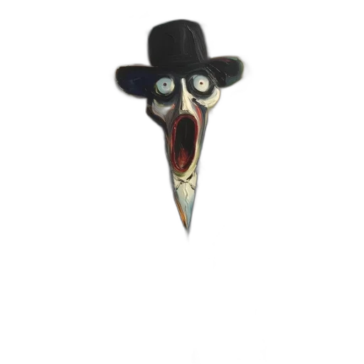 mask, hat, staff, creature, concept art, 3d render, pixel art, cartoon transparent PNG cut-out