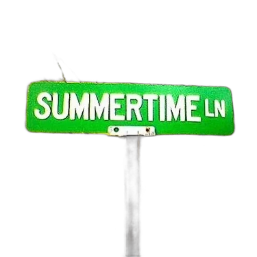 3d render, green, street, sign, reading, summertime, stands, amidst transparent PNG cut-out