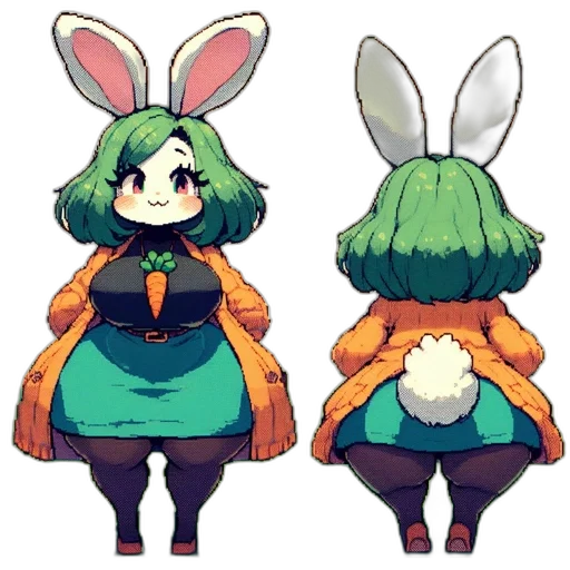 jacket, dress, creature, hat, pixel art, concept art, anime, 3d render transparent PNG cut-out