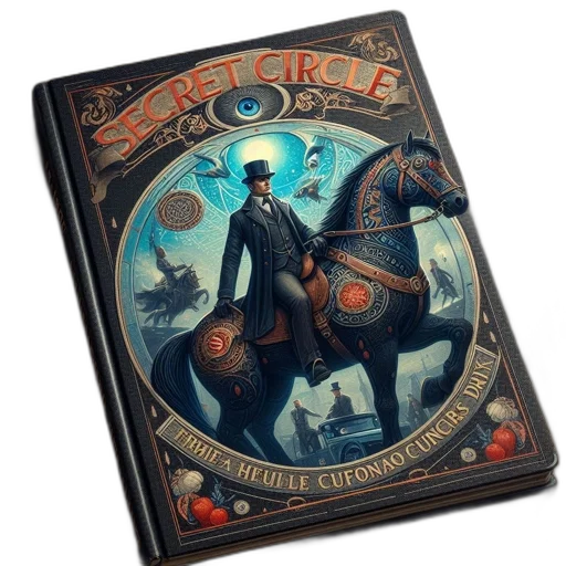 concept art, comic book art, fantasy art, book, titled, secret, circle, featuring transparent PNG cut-out