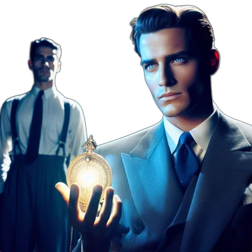 concept art, photorealistic, 3d render, comic book art, neon lights, man, sharp, suit transparent PNG cut-out