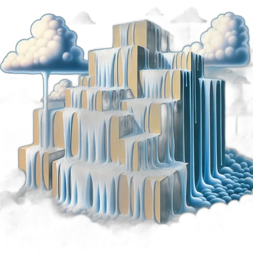 building, 3d render, concept art, fog, dreamlike, scene, staircases, made transparent PNG cut-out