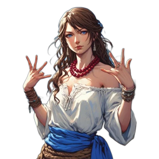 staff, jewelry, dress, face, fantasy art, concept art, pixel art, anime transparent PNG cut-out