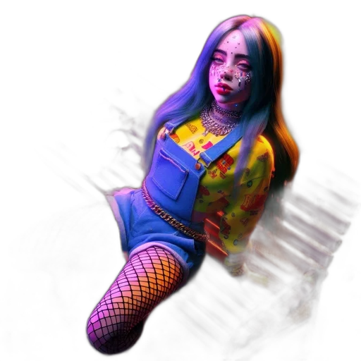 dress, concept art, pixel art, fantasy art, cyberpunk, neon lights, neon, colorful transparent PNG cut-out
