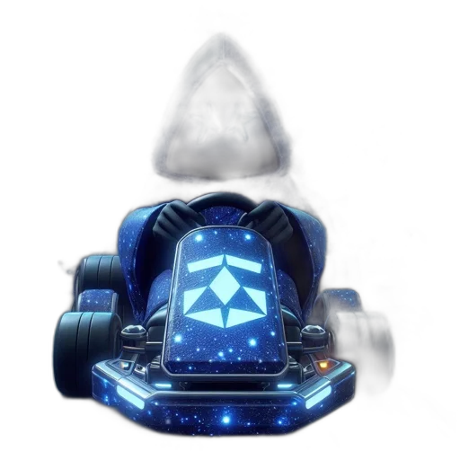 jewelry, crown, robot, weapon, concept art, 3d render, outer space, blue transparent PNG cut-out