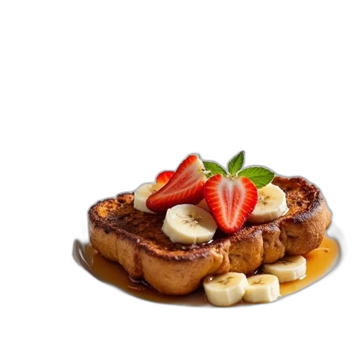 food, crown, photorealistic, 3d render, french, toast, sliced, bananas transparent PNG cut-out