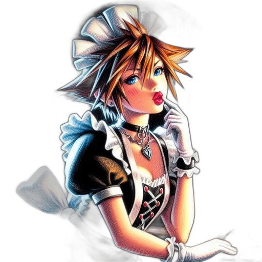 staff, jewelry, concept art, pixel art, anime, fantasy art, contemplative, maid transparent PNG cut-out