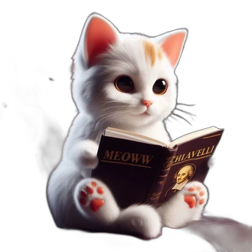 animal, fantasy art, photorealistic, oil painting, concept art, anthropomorphic, white, kitten transparent PNG cut-out