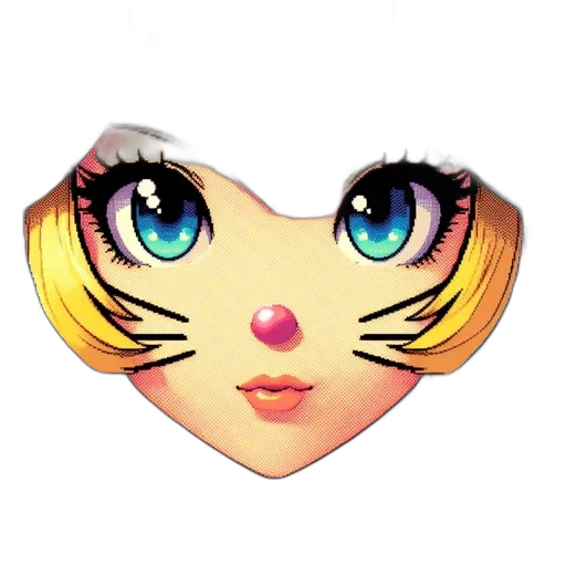 mask, face, anime, cartoon, pixel art, 3d render, close-up, female transparent PNG cut-out