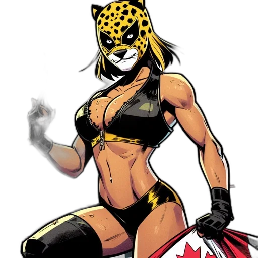 comic book art, concept art, cartoon, fantasy art, athletic, woman, adorned, wrestler transparent PNG cut-out