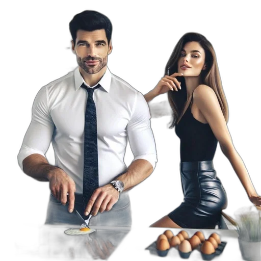 dress, concept art, photorealistic, modern, kitchen, man, prepares, cook transparent PNG cut-out