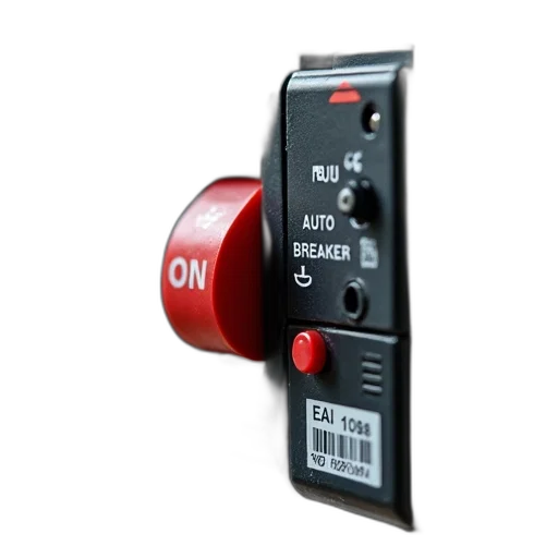 close-up, view, black, electrical, circuit, breaker, box, red transparent PNG cut-out