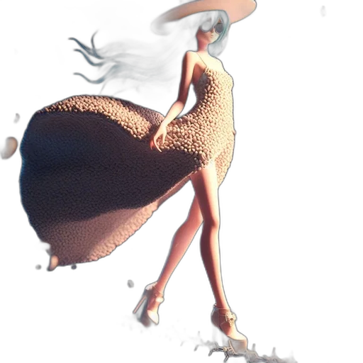 dress, creature, hair, robot, 3d render, concept art, fantasy art, photorealistic transparent PNG cut-out