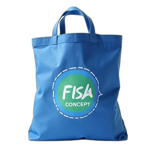 blue, tote, bag, white, logo, reads, fish, concept transparent PNG cut-out