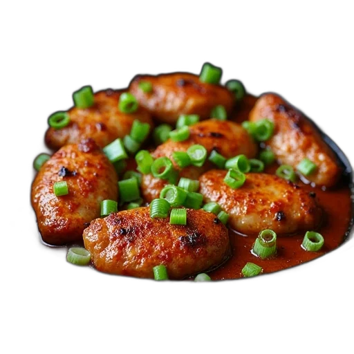 food, photorealistic, 3d render, skillet, filled, kiel, green, onions transparent PNG cut-out