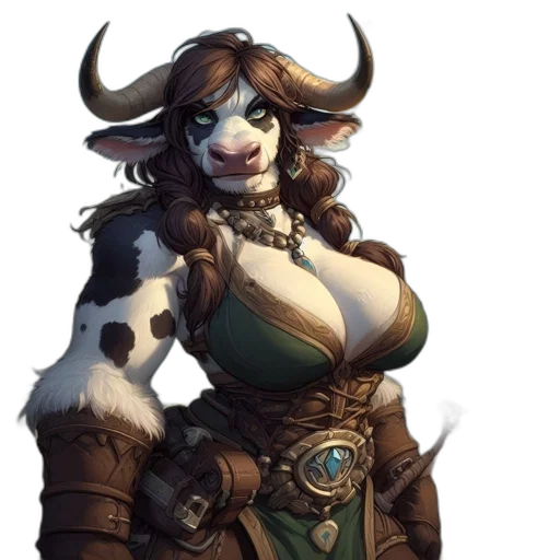 fantasy art, concept art, pixel art, comic book art, extraordinary, figure, half-human, half-bull transparent PNG cut-out