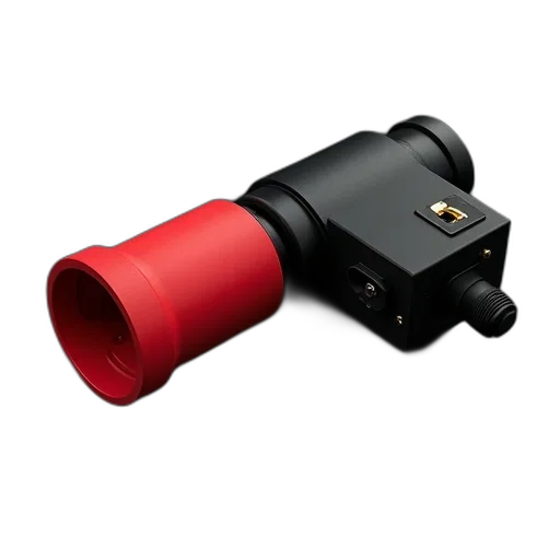 weapon, 3d render, red, plastic, connector, black, electronic, component transparent PNG cut-out
