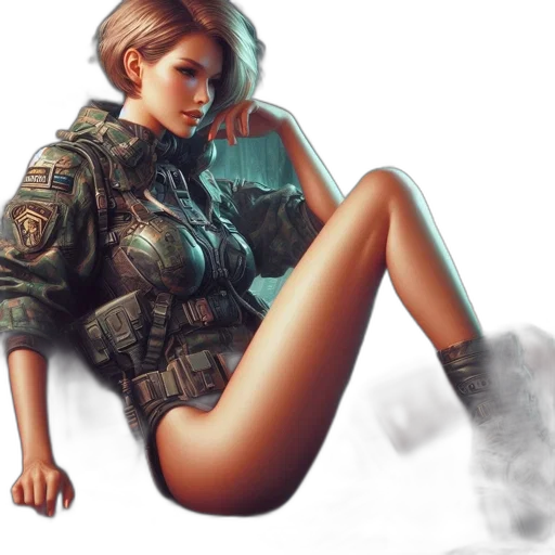 jacket, weapon, concept art, cyberpunk, photorealistic, pixel art, fire, green transparent PNG cut-out