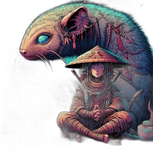 creature, dragon, animal, mask, concept art, cyberpunk, fantasy art, watercolor transparent PNG cut-out