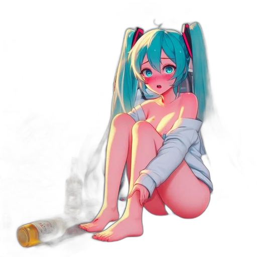 bottle, dress, weapon, mask, anime, vaporwave, pixel art, 3d render transparent PNG cut-out