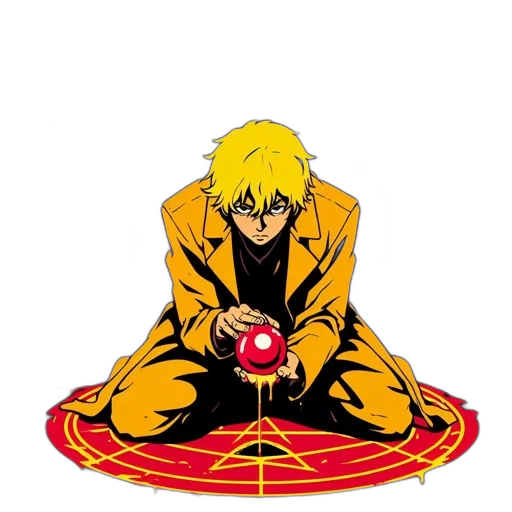 jacket, staff, umbrella, comic book art, concept art, pixel art, anime, outer space transparent PNG cut-out