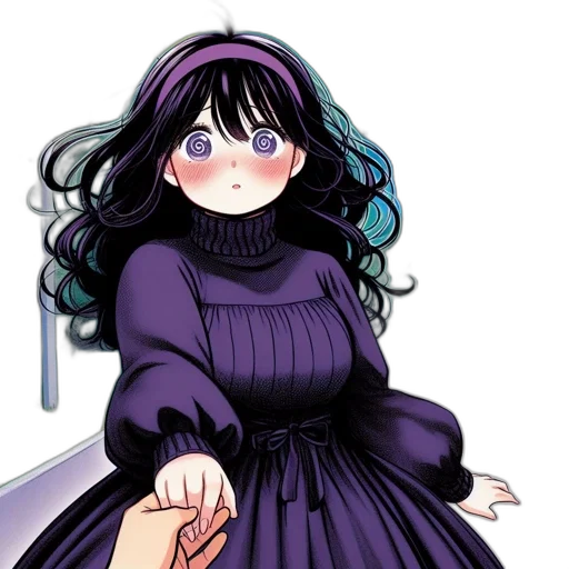 dress, creature, anime, concept art, cartoon, pixel art, dark, monochrome transparent PNG cut-out