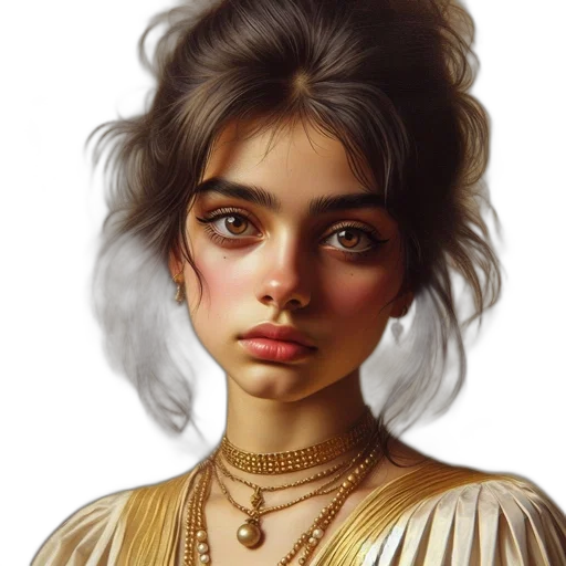 jewelry, face, crown, hair, fantasy art, photorealistic, oil painting, concept art transparent PNG cut-out