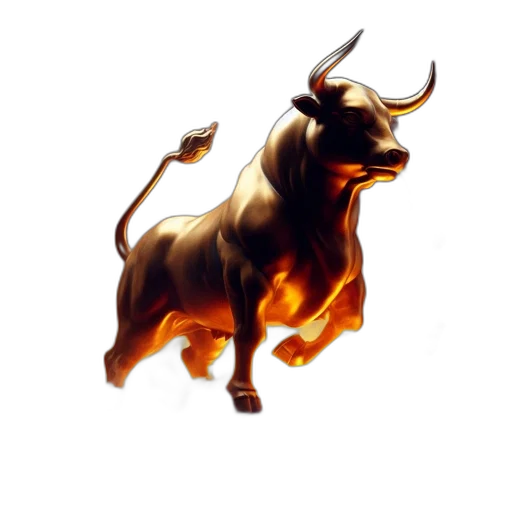 animal, concept art, photorealistic, 3d render, fantasy art, golden, bull, stands transparent PNG cut-out