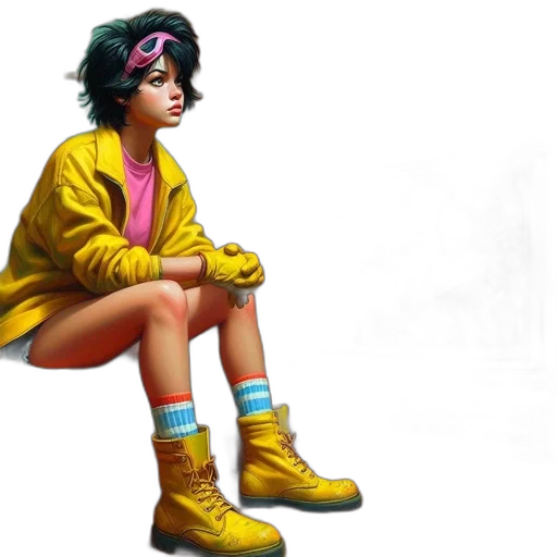 jacket, shoes, concept art, photorealistic, comic book art, oil painting, neon lights, neon transparent PNG cut-out