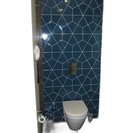 staff, 3d render, modern, bathroom, blue, geometric, tiles, wall transparent PNG cut-out