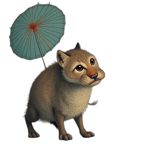 umbrella, animal, staff, hat, concept art, 3d render, photorealistic, anime transparent PNG cut-out