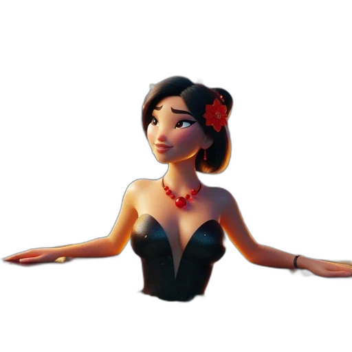 dress, jewelry, crown, staff, 3d render, cartoon, concept art, pixel art transparent PNG cut-out