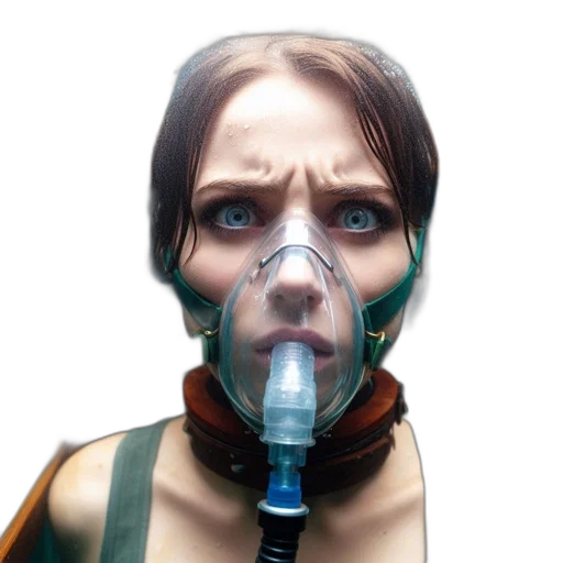 mask, face, robot, cyberpunk, concept art, 3d render, photorealistic, woman transparent PNG cut-out