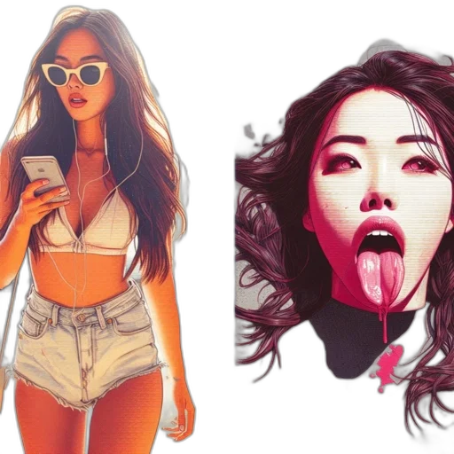 comic book art, concept art, photorealistic, cartoon, red, colorful, neon, pastel transparent PNG cut-out