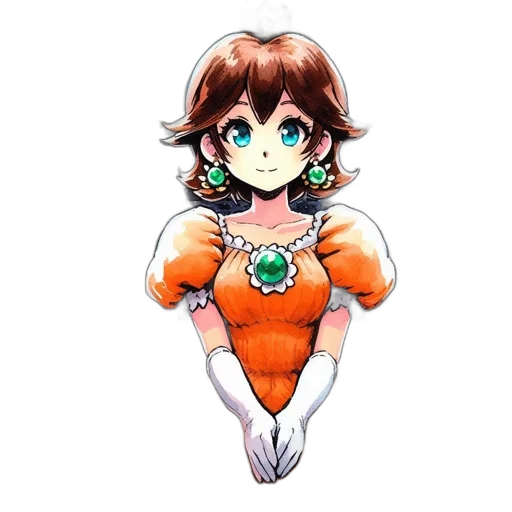 jewelry, flower, dress, crown, pixel art, concept art, anime, watercolor transparent PNG cut-out