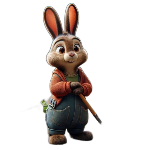 staff, animal, weapon, concept art, 3d render, photorealistic, cartoon, bunny transparent PNG cut-out