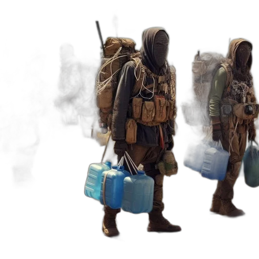 jacket, concept art, 3d render, photorealistic, watercolor, fog, group, individuals transparent PNG cut-out