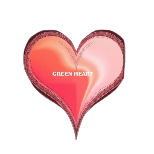 green, heart-shaped, graphic, gradient, red, white, superimposed, over transparent PNG cut-out