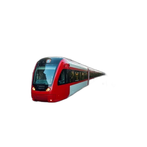 car, 3d render, photorealistic, concept art, modern, red, white, train transparent PNG cut-out