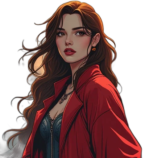 jacket, dress, comic book art, fantasy art transparent PNG cut-out