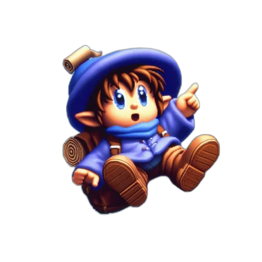 hat, staff, weapon, face, pixel art, concept art, 3d render, fantasy art transparent PNG cut-out