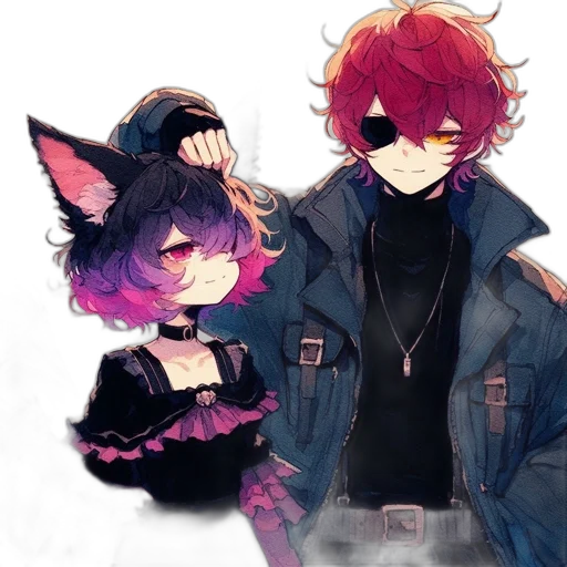 jacket, mask, staff, watercolor, anime, pixel art, concept art, dark transparent PNG cut-out